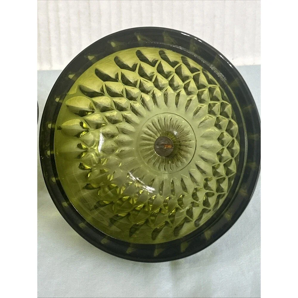 Vintage Indiana Glass Mount Mt. Vernon Round Candy Dish w/ Cover Acorn Finial